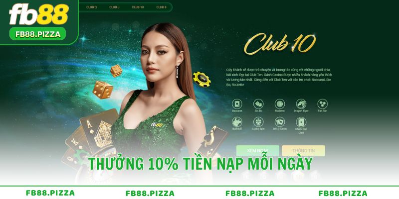 Thưởng 10% Tiền Nạp Mỗi Ngày – Hoàn Vốn Nhanh, Cược Thả Ga